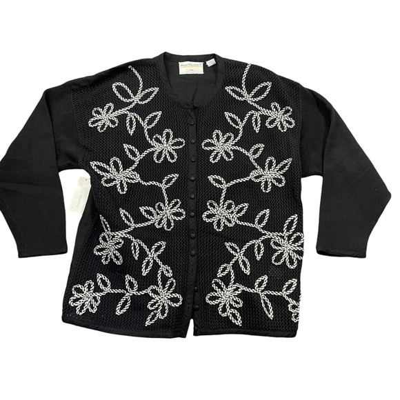 Maria Christina Sweaters - Marisa Christina II 1X New w/ Tags Black Sweater‎ 100% Cotton Embroidered